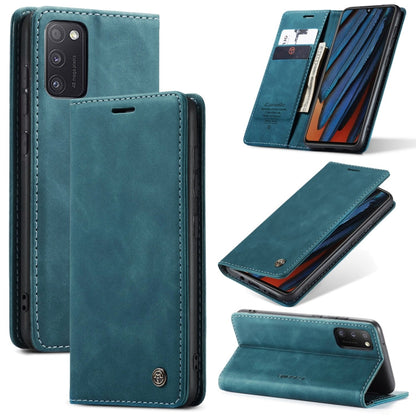 Pour Samsung Galaxy A41 Coque Caseme-013 Multifonctionnelle Rétro Givrée Étui en Cuir à Rabat Horizontal avec Fente pour Carte et Support et Portefeuille (Bleu)