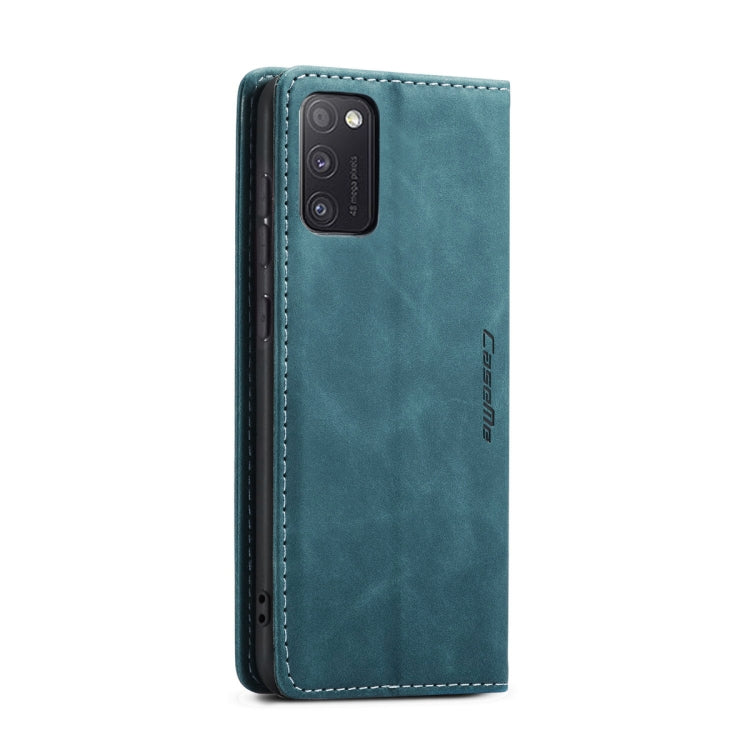 Pour Samsung Galaxy A41 Coque Caseme-013 Multifonctionnelle Rétro Givrée Étui en Cuir à Rabat Horizontal avec Fente pour Carte et Support et Portefeuille (Bleu)