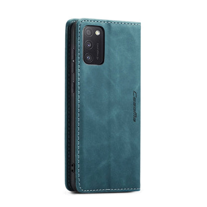 Pour Samsung Galaxy A41 Coque Caseme-013 Multifonctionnelle Rétro Givrée Étui en Cuir à Rabat Horizontal avec Fente pour Carte et Support et Portefeuille (Bleu)