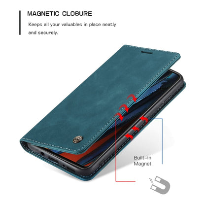 Pour Samsung Galaxy A41 Coque Caseme-013 Multifonctionnelle Rétro Givrée Étui en Cuir à Rabat Horizontal avec Fente pour Carte et Support et Portefeuille (Bleu)