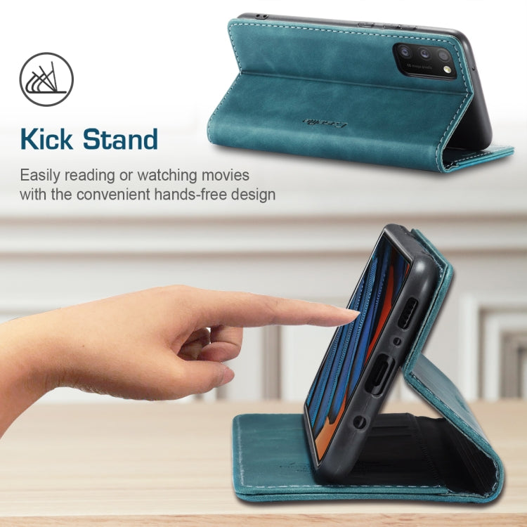 Pour Samsung Galaxy A41 Coque Caseme-013 Multifonctionnelle Rétro Givrée Étui en Cuir à Rabat Horizontal avec Fente pour Carte et Support et Portefeuille (Bleu)