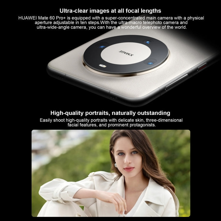 HUAWEI Mate 60 Pro+, 16GB+1TB, Screen Fingerprint Identification, 6.82 inch HarmonyOS 4.0 Kirin 9000S Octa Core up to 2.62GHz, NFC, OTG, Not Support Google Play(White)