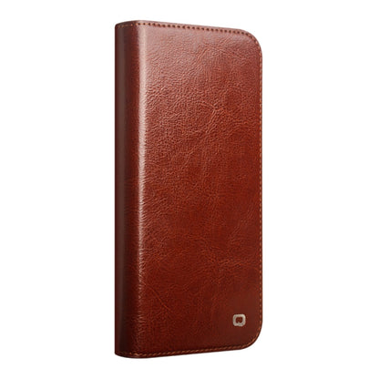 For iPhone 16 Pro Max QIALINO Classic Genuine Leather Phone Case(Brown)