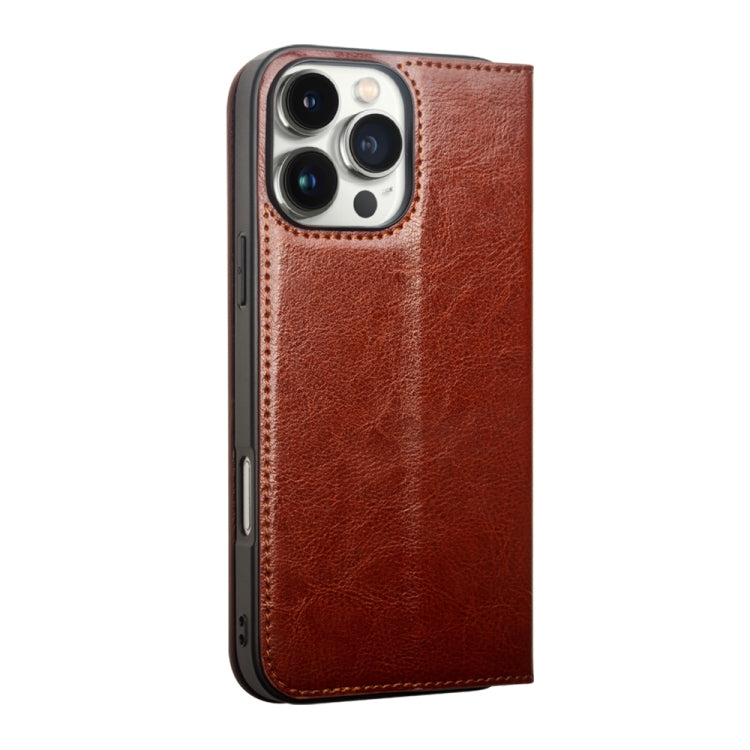 For iPhone 16 Plus QIALINO Classic Genuine Leather Phone Case(Brown)