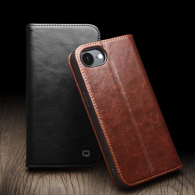Pour iPhone 16e / 17e Coque de Téléphone QIALINO Classic en Cuir Véritable (Marron)