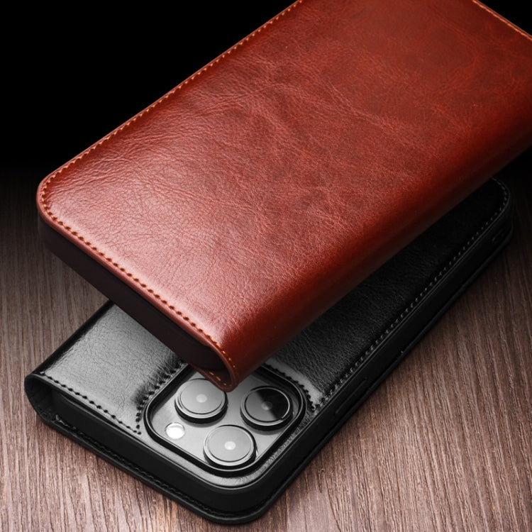 For iPhone 16 QIALINO Classic Genuine Leather Phone Case(Black)
