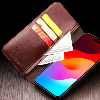 For iPhone 16 Pro Max QIALINO Classic Genuine Leather Phone Case(Brown)