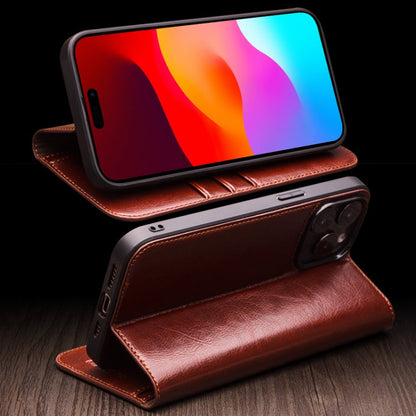 For iPhone 16 QIALINO Classic Genuine Leather Phone Case(Brown)
