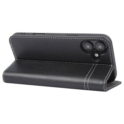 For iPhone 16 GEBEI Top-grain Horizontal Flip Leather Phone Case(Black)