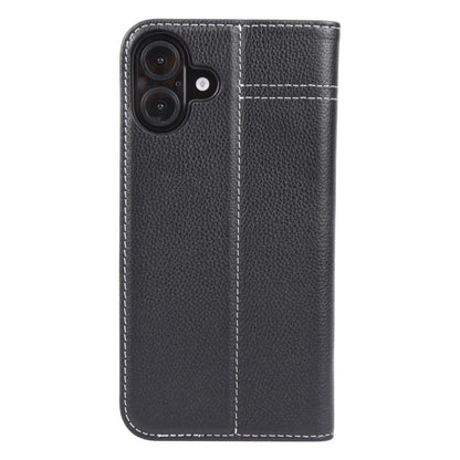 For iPhone 16 Plus GEBEI Top-grain Horizontal Flip Leather Phone Case(Black)