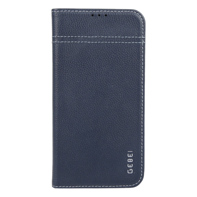 Pour iPhone 16 Plus Étui de téléphone en cuir à rabat horizontal GEBEI (bleu)
