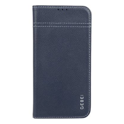 Pour iPhone 16 Plus Étui de téléphone en cuir à rabat horizontal GEBEI (bleu)