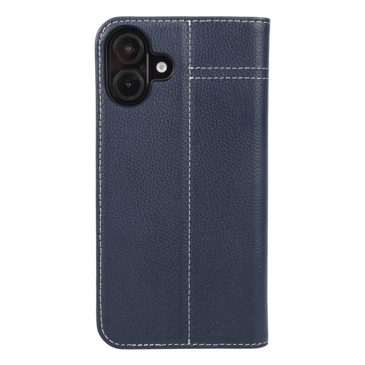 Pour iPhone 16 Plus Étui de téléphone en cuir à rabat horizontal GEBEI (bleu)