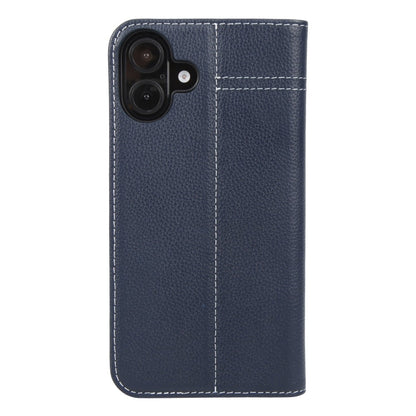 Pour iPhone 16 Plus Étui de téléphone en cuir à rabat horizontal GEBEI (bleu)