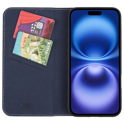 Pour iPhone 16 Plus Étui de téléphone en cuir à rabat horizontal GEBEI (bleu)