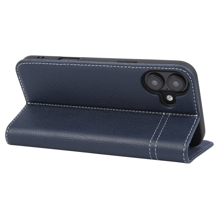 Pour iPhone 16 Plus Étui de téléphone en cuir à rabat horizontal GEBEI (bleu)