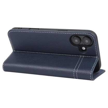 Pour iPhone 16 Plus Étui de téléphone en cuir à rabat horizontal GEBEI (bleu)