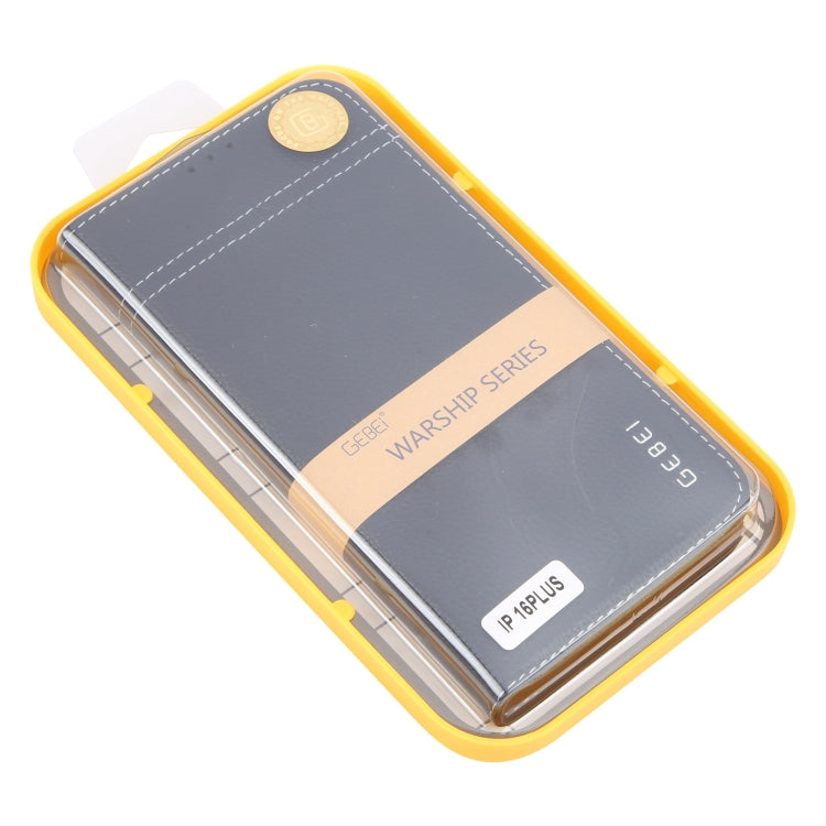 Pour iPhone 16 Plus Étui de téléphone en cuir à rabat horizontal GEBEI (bleu)