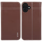 For iPhone 16 Plus GEBEI Top-grain Horizontal Flip Leather Phone Case(Brown)