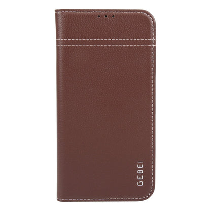 For iPhone 16 Plus GEBEI Top-grain Horizontal Flip Leather Phone Case(Brown)