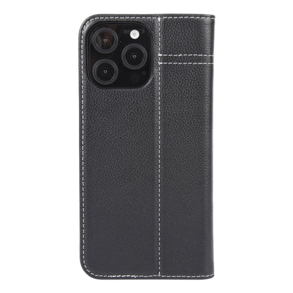 For iPhone 16 Pro GEBEI Top-grain Horizontal Flip Leather Phone Case(Black)