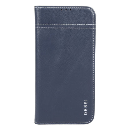 Pour iPhone 16 Pro, étui de téléphone en cuir pleine fleur à rabat horizontal GEBEI (bleu)