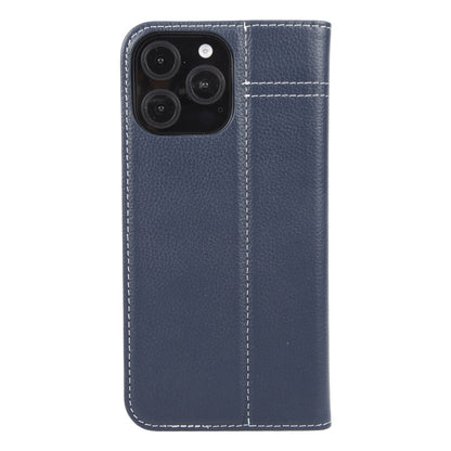 Pour iPhone 16 Pro, étui de téléphone en cuir pleine fleur à rabat horizontal GEBEI (bleu)