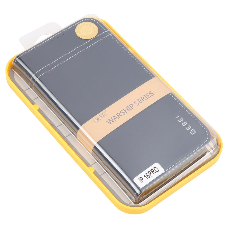 Pour iPhone 16 Pro, étui de téléphone en cuir pleine fleur à rabat horizontal GEBEI (bleu)