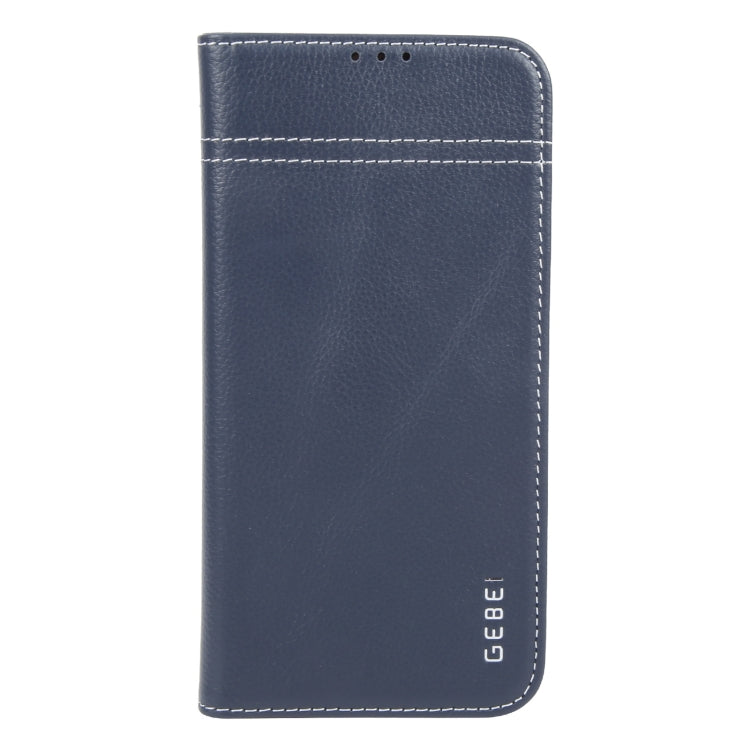 Pour iPhone 16 Pro Max GEBEI Étui à rabat horizontal en cuir pleine fleur (Bleu)