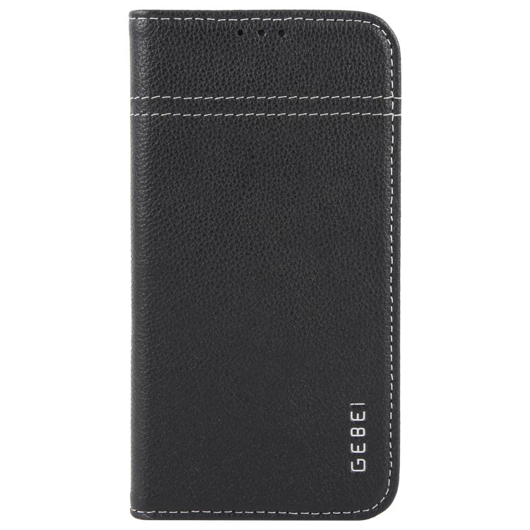 For iPhone 17e / 16e GEBEI Top-grain Horizontal Flip Leather Phone Case(Black)
