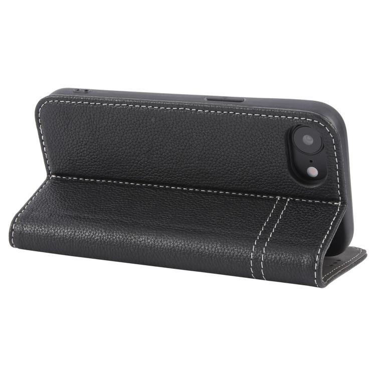 For iPhone 17e / 16e GEBEI Top-grain Horizontal Flip Leather Phone Case(Black)