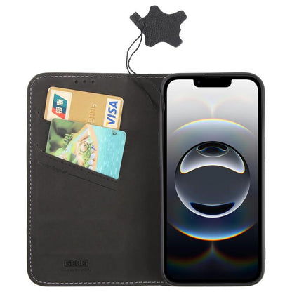 For iPhone 17e / 16e GEBEI Top-grain Horizontal Flip Leather Phone Case(Black)