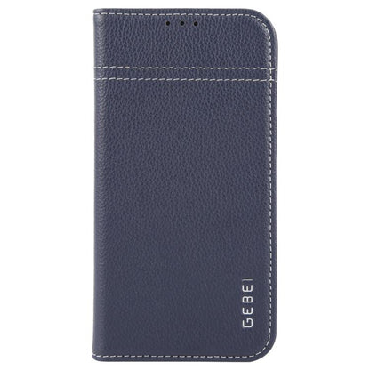 For iPhone 17e / 16e GEBEI Top-grain Horizontal Flip Leather Phone Case(Blue)