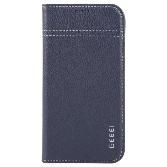 For iPhone 17e / 16e GEBEI Top-grain Horizontal Flip Leather Phone Case(Blue)