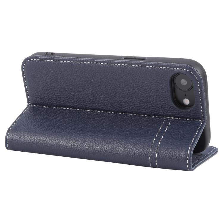 For iPhone 17e / 16e GEBEI Top-grain Horizontal Flip Leather Phone Case(Blue)
