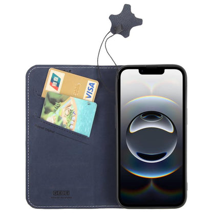 For iPhone 17e / 16e GEBEI Top-grain Horizontal Flip Leather Phone Case(Blue)
