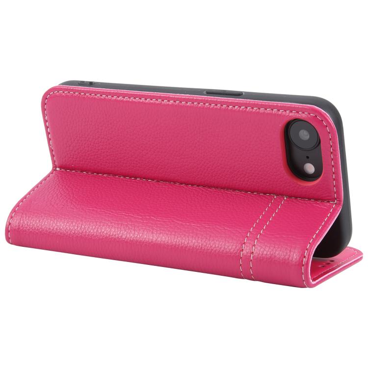 For iPhone 17e / 16e GEBEI Top-grain Horizontal Flip Leather Phone Case(Rose Red)