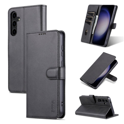 Pour Samsung Galaxy S24+ 5G AZNS Étui de téléphone en cuir rabattable avec texture de veau, toucher peau (noir)