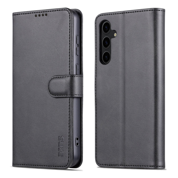 Pour Samsung Galaxy S24+ 5G AZNS Étui de téléphone en cuir rabattable avec texture de veau, toucher peau (noir)