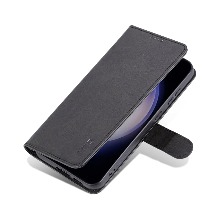 Pour Samsung Galaxy S24+ 5G AZNS Étui de téléphone en cuir rabattable avec texture de veau, toucher peau (noir)
