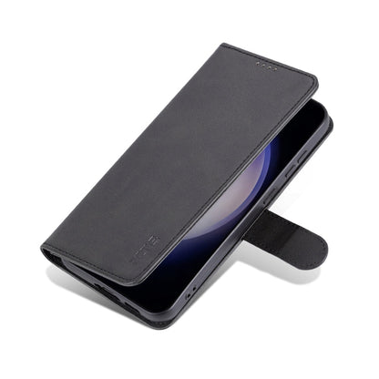 Pour Samsung Galaxy S24+ 5G AZNS Étui de téléphone en cuir rabattable avec texture de veau, toucher peau (noir)