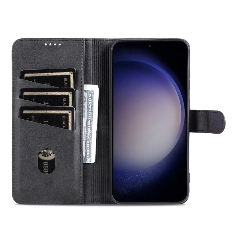 Pour Samsung Galaxy S24+ 5G AZNS Étui de téléphone en cuir rabattable avec texture de veau, toucher peau (noir)