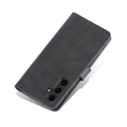Pour Samsung Galaxy S24+ 5G AZNS Étui de téléphone en cuir rabattable avec texture de veau, toucher peau (noir)