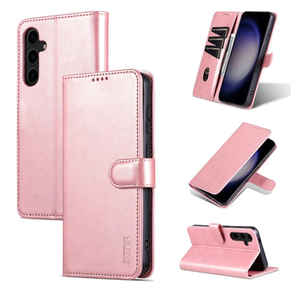 Pour Samsung Galaxy S24+ 5G AZNS Étui portefeuille en cuir texturé façon veau (Rose Gold)