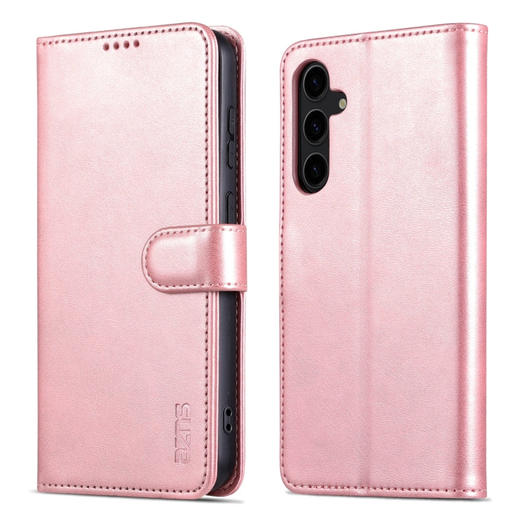 Pour Samsung Galaxy S24+ 5G AZNS Étui portefeuille en cuir texturé façon veau (Rose Gold)