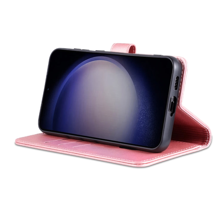 Pour Samsung Galaxy S24+ 5G AZNS Étui portefeuille en cuir texturé façon veau (Rose Gold)