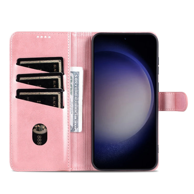 Pour Samsung Galaxy S24+ 5G AZNS Étui portefeuille en cuir texturé façon veau (Rose Gold)
