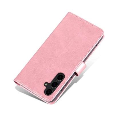 Pour Samsung Galaxy S24+ 5G AZNS Étui portefeuille en cuir texturé façon veau (Rose Gold)