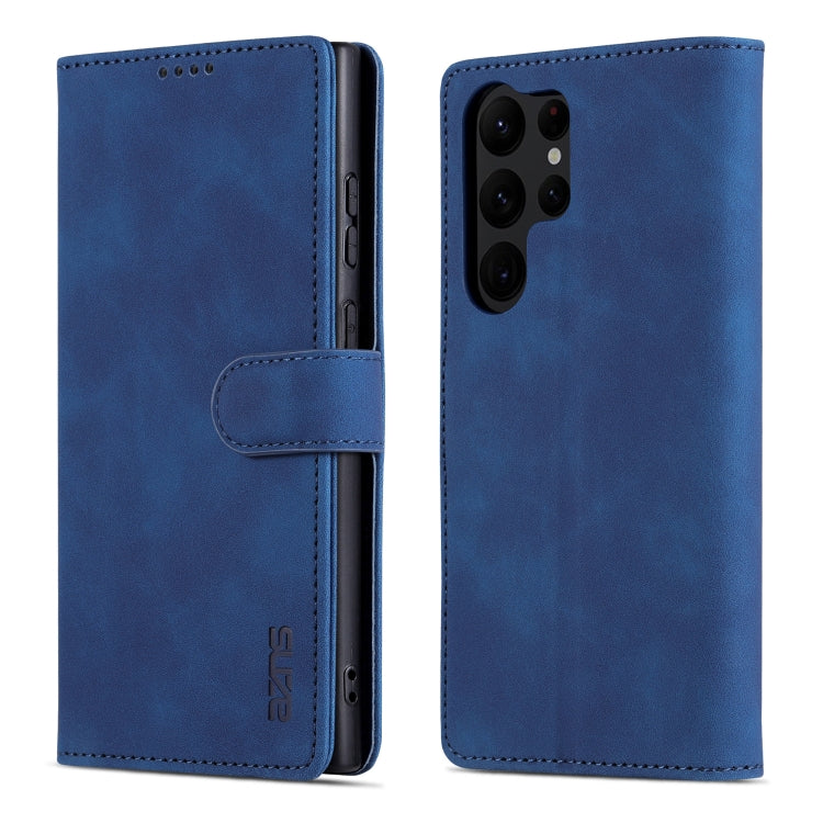 For Samsung Galaxy S24 Ultra 5G AZNS Skin Feel Calf Texture Flip Leather Phone Case(Blue)