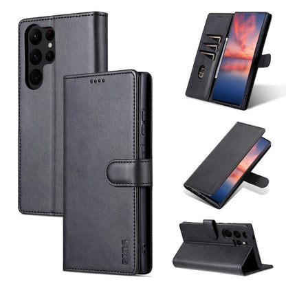 Pour Samsung Galaxy S24 Ultra 5G AZNS Étui portefeuille en cuir grain de veau au toucher doux (Noir)